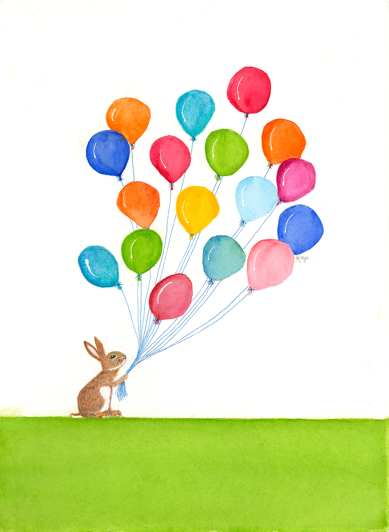 Celebrate note card features a whimsical bunny with colorful balloons, bringing joy and festive charm to any message. Perfect for celebrations or brightening someone’s day.