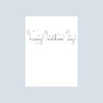 Happy Mother’s Day card with elegant calligraphy lettering and small red hearts on a white background